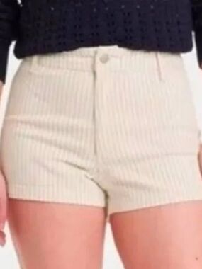 a new day sailor shorts jean High-Rise Beige Pinstripe Shorts